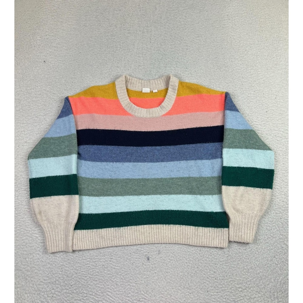 GAP Sweater Womens XS Multi Color Forevercozy Crazy Stripe Pullover Crewneck